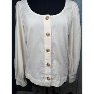 New Madewell White Corded Button-Front Blouse Top‎ Size Small